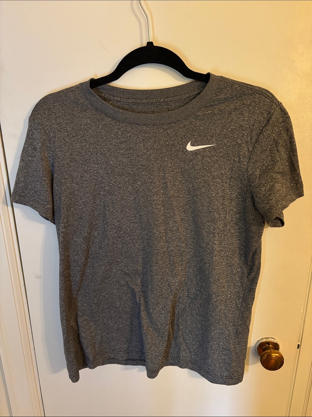 Nike Grey Heather Short Sleeve Tee with White Swoosh